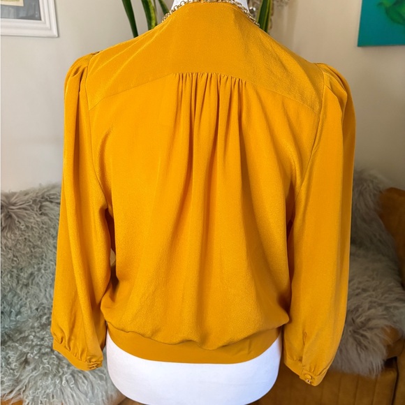 Madewell Mustard Yellow Wrap Blouse - Picture 2 of 3